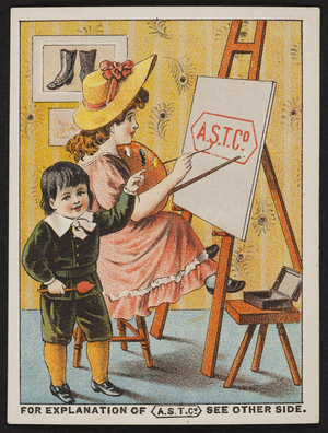 Trade card for The American Shoe Tip Company (A.S.T. Co.), Boston, Mass., undated