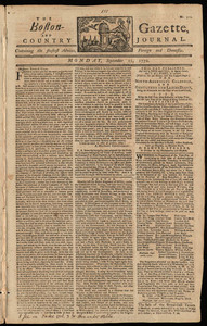 The Boston-Gazette, and Country Journal, 21 September 1772