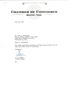 Letter from Houston Texas Chamber of Commerce to Mark H. McCormack