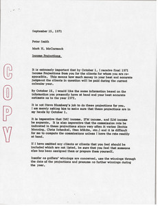 Memorandum from Mark H. McCormack to Peter Smith