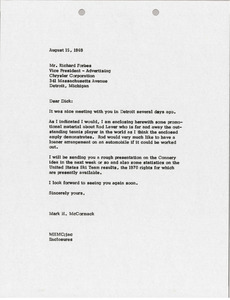 Letter from Mark H. McCormack to Richard Forbes