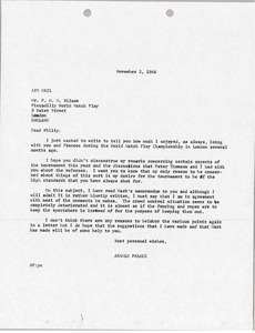 Letter from Arnold Palmer to P. H. M. Wilson