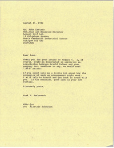 Letter from Mark H. McCormack to John Letters