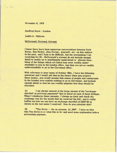 Memorandum from Judy A. Chilcote to Geoffrey Earle