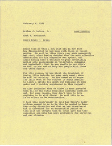 Memorandum from Mark H. McCormack to Arthur J. Lafave