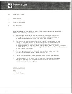 Memorandum from Mark H. McCormack to John Webber