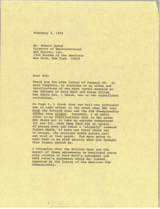 Letter from Mark H. McCormack to Robert Apter