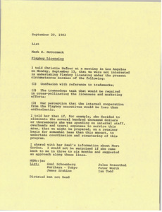 Memorandum from Mark H. McCormack to list