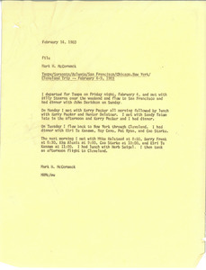 Memorandum from Mark H. McCormack to travel file