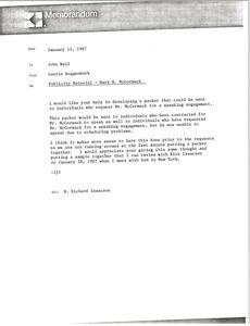 Memorandum from Laurie Roggenburk to John Weil