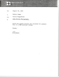 Memorandum from Laurie Roggenburk to Bobbie Lemmo