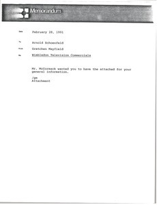 Memorandum from Gretchen Mayfield to Arnold Schoenfeld