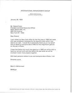 Letter from Mark H. McCormack to Roland Puton