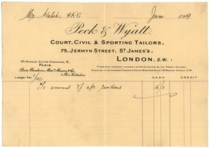 Receipt for tailor's work