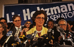 Liz Holtzman campaigns for the Senate