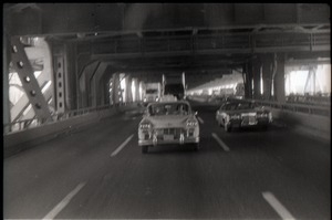 Cars driving on lower deck of George Washington Bridge