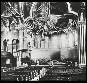 Interior of unidentified church, looking toward altar