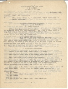 Memorandum to Lt. Col. A. S. Alexander