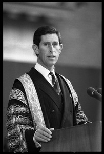 Prince Charles speaking at the 350th anniversary celebration of Harvard University