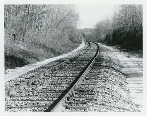 Railroad tracks, curve and dip