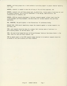 Resolution from participants in the Alternatives '91 conference