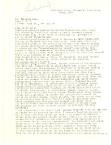 Letter from Kathleen Ludwick to W. E. B. Du Bois