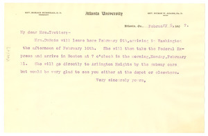 Letter from W. E. B. Du Bois to Mrs. Trotter