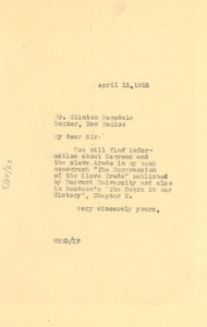Letter from W. E. B. Du Bois to Clinton Ragsdale