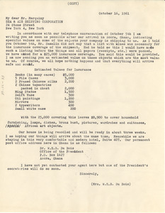Letter from Mrs. W. E. B. Du Bois to Sea & Air Shipping Corporation