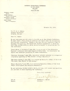 Letter from National Occupational Conference to W. E. B. Du Bois