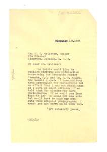Letter from W. E. B. Du Bois to Gleaner