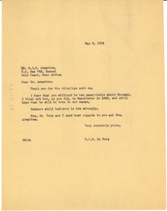 Letter from W. E. B. Du Bois to R. E. G. Armattoe