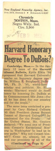 Harvard honorary degree to Du Bois?