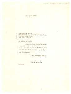 Letter from W. E. B. Du Bois to American Academy of Arts and Letters