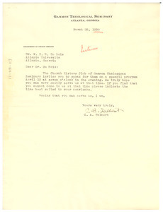 Letter from Gammon Theological Seminary to W. E. B. Du Bois