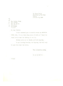 Letter from W. E. B. Du Bois to Cedric Dover