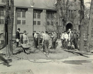 Building a sidewalk, ca. 1921
