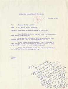Form letter and response by Raymond Kaighn (October 1957)