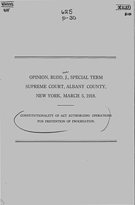 Constitutionality of act authorizing operations for prevention of procreation