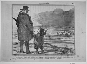 - J'veux monter tout de suite là-dedans avec toi papa...... parce que ma bonne m'a dit que le déluge allait revenir et qu'il n'y aurait de sauvés que les animaux qui seraient dans l'arche de mossieu LÉVIATHAN!.......