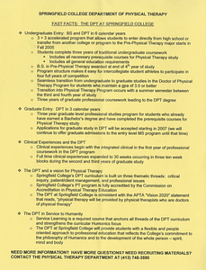 Fast Facts on the DPT program at Springfield College