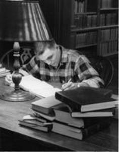 Hardworking student in the Stetson reading room