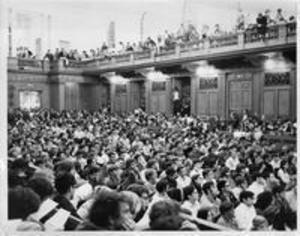 Vietnam War strikers in Chapin Hall, 1970