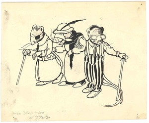 Illustration of Mother Goose rhyme Three Blind Mice