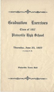 Plainville High School Graduation Booklet 1927
