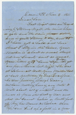 Letter from George Quint to Alonzo Hall Quint, 1861 November 3/4