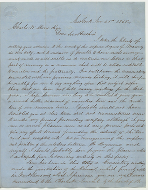 Letter from Charles S. Westcott to Charles W. Moore, 1855 November 21