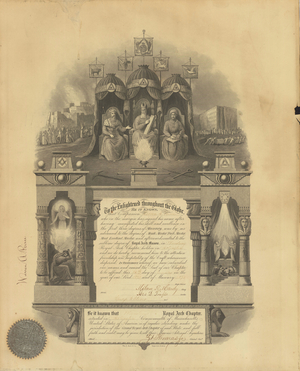 Royal Arch certificate issued to Warren H. Peirce, 1873 November 13