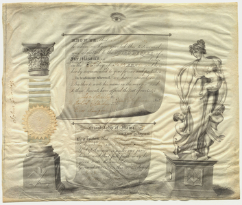 Master Mason certificate issued by Freeport Lodge, No. 2, to John Gurney, 1827 January 26
