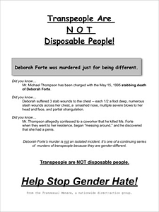Transpeople Are NOT Disposable People! Flyer